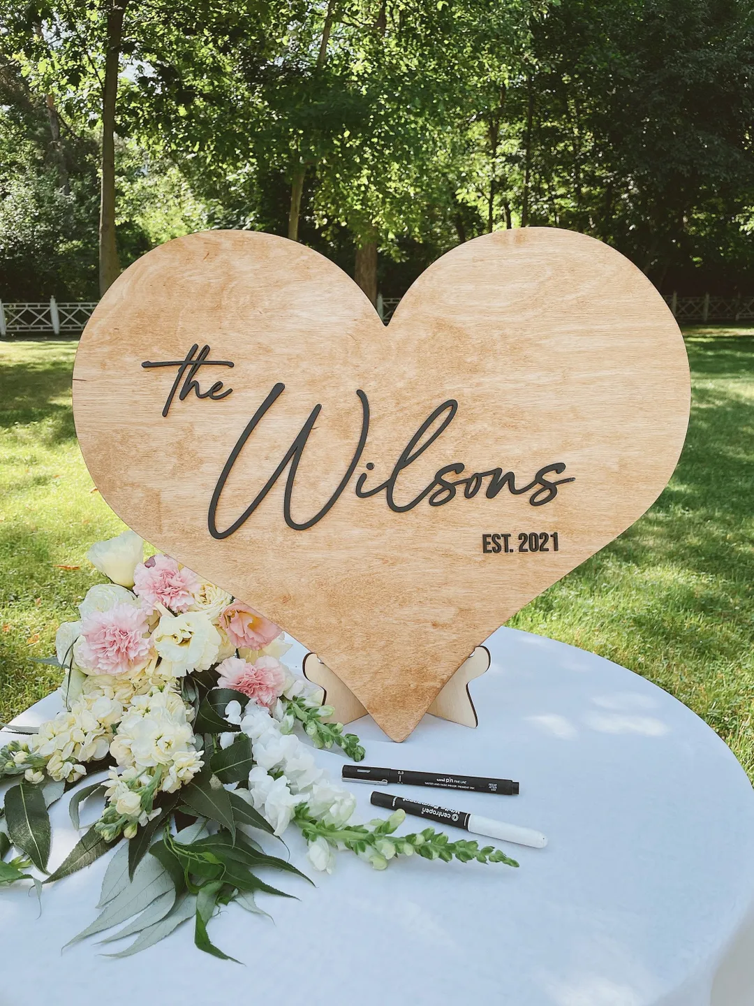 Wedding Guest Book Alternative, Wooden Heart Welcome Sign, Personalized Reception Sign