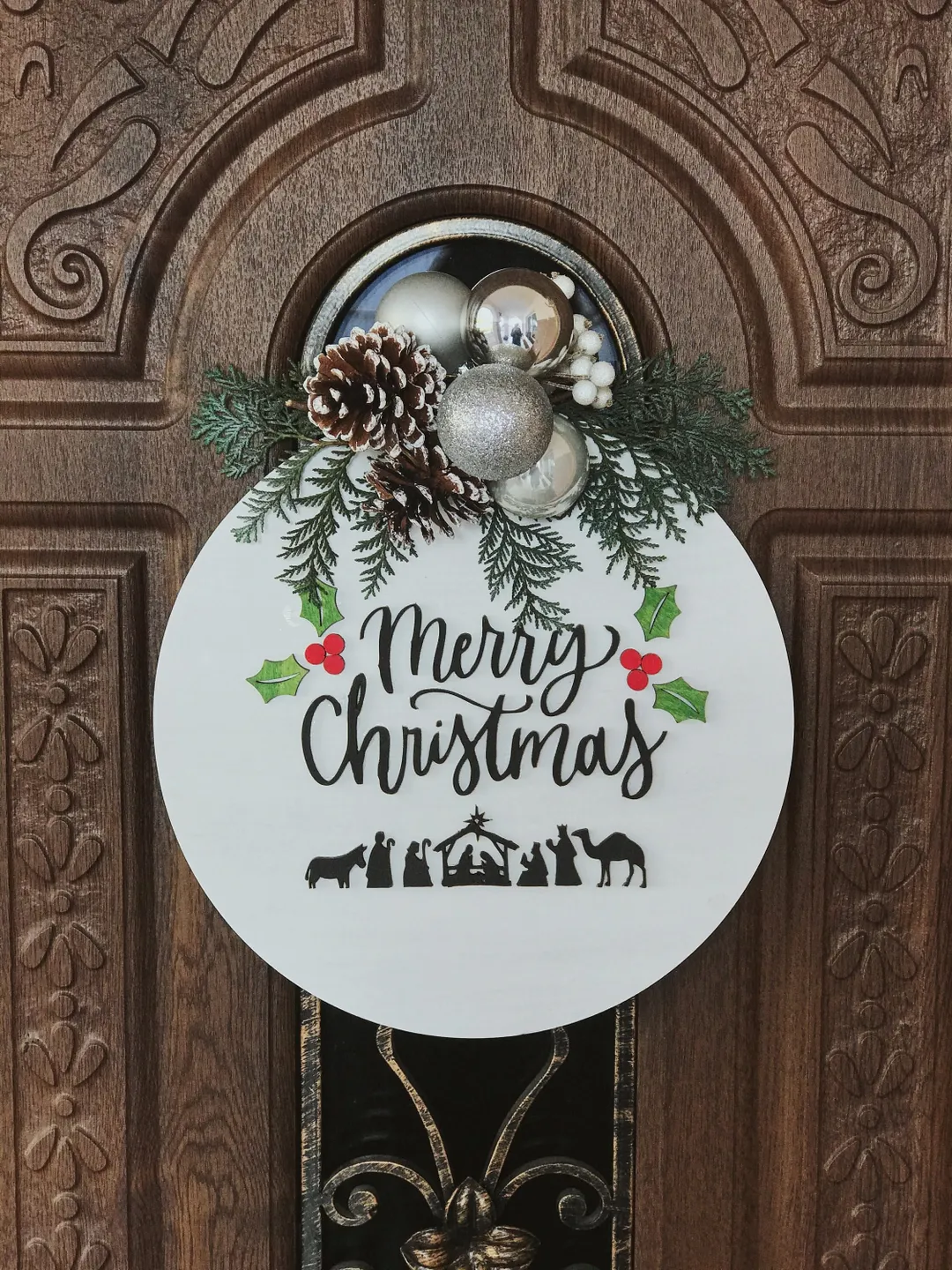 Nativity Wooden Door Sign, Welcome Sign for Front Door, Living Room Wall Decor, Holiday Gift