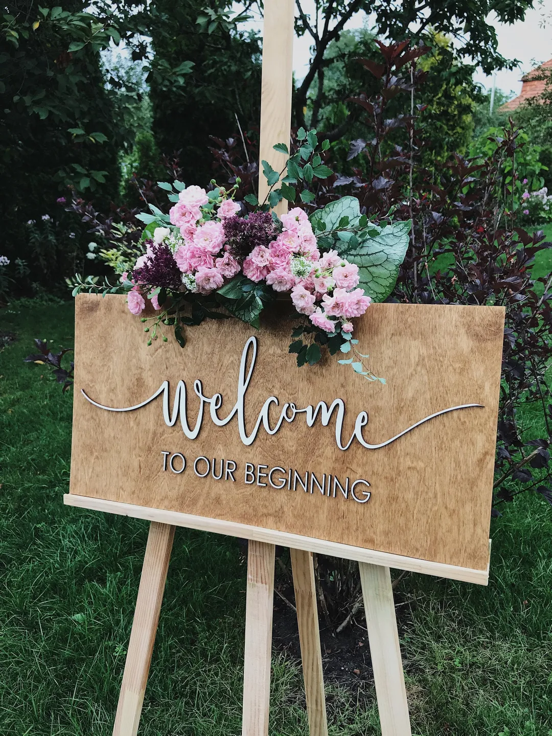 Wedding Welcome Sign, Wooden Wedding Reception Sign, Outdoor Engagement Sign