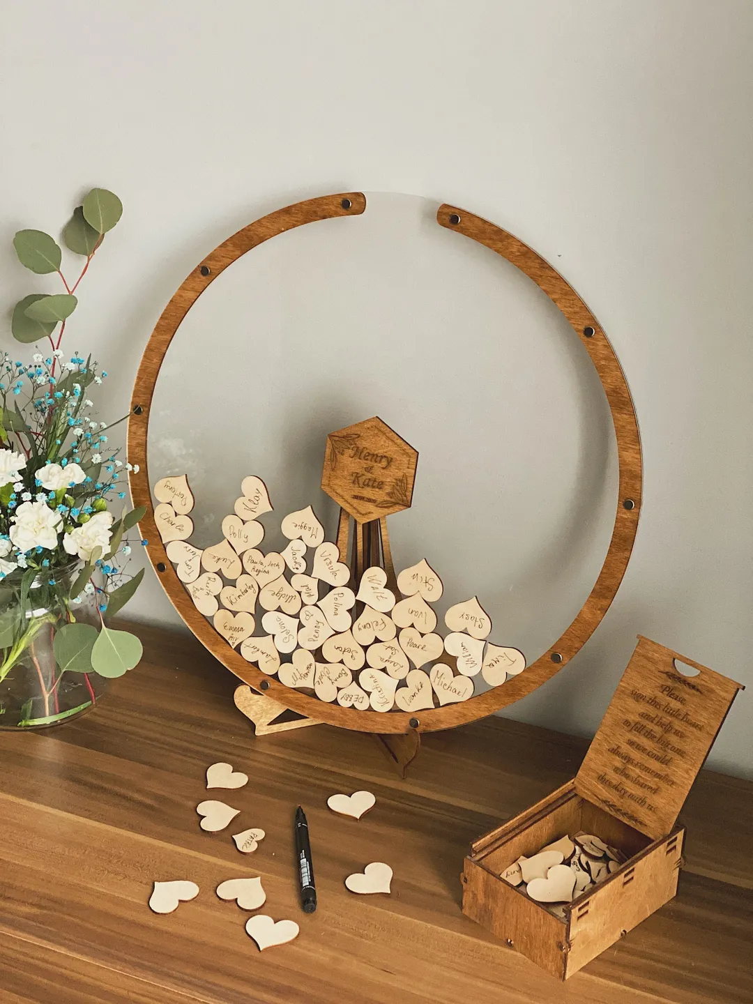 Alternative Guest Book, Round Wood Wedding Guest Book, Simple Rustic Wedding Décor