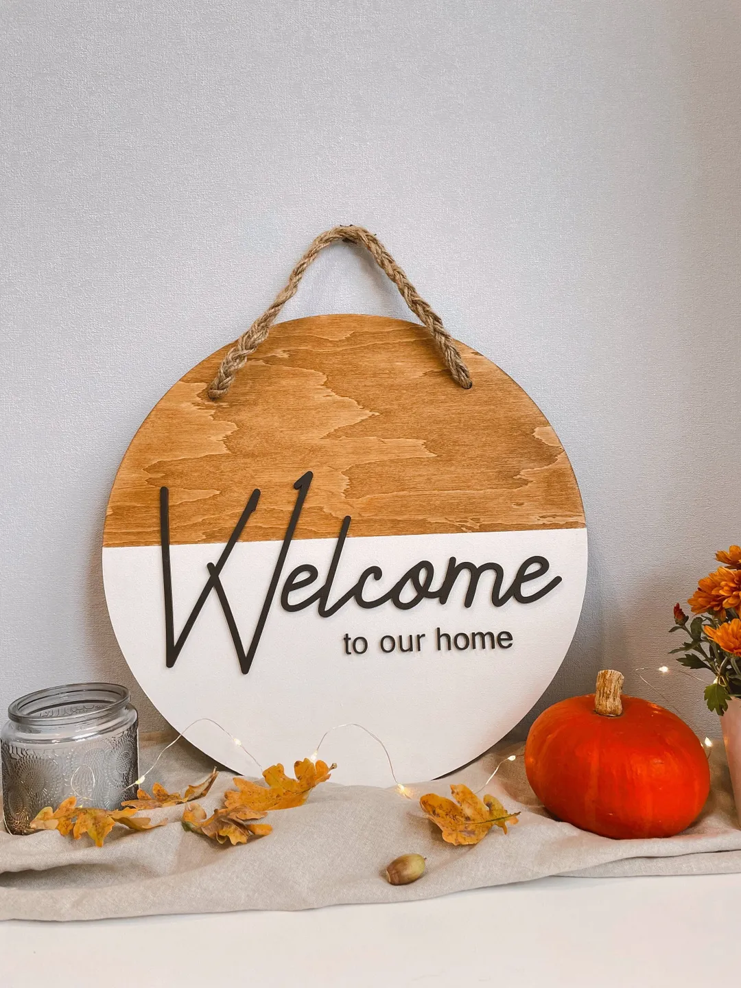 Welcome To Our Home Porch Sign, Wood Wall Hanging, Thanksgiving Home Décor