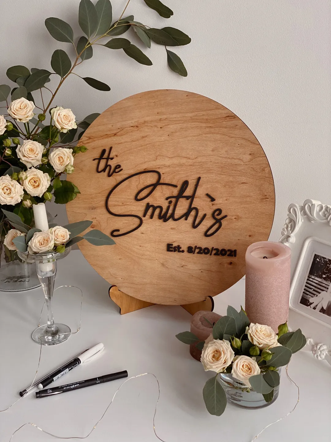 Wedding Guest Book Alternative, Modern Welcome Reception Sign, Custom Wooden Sign