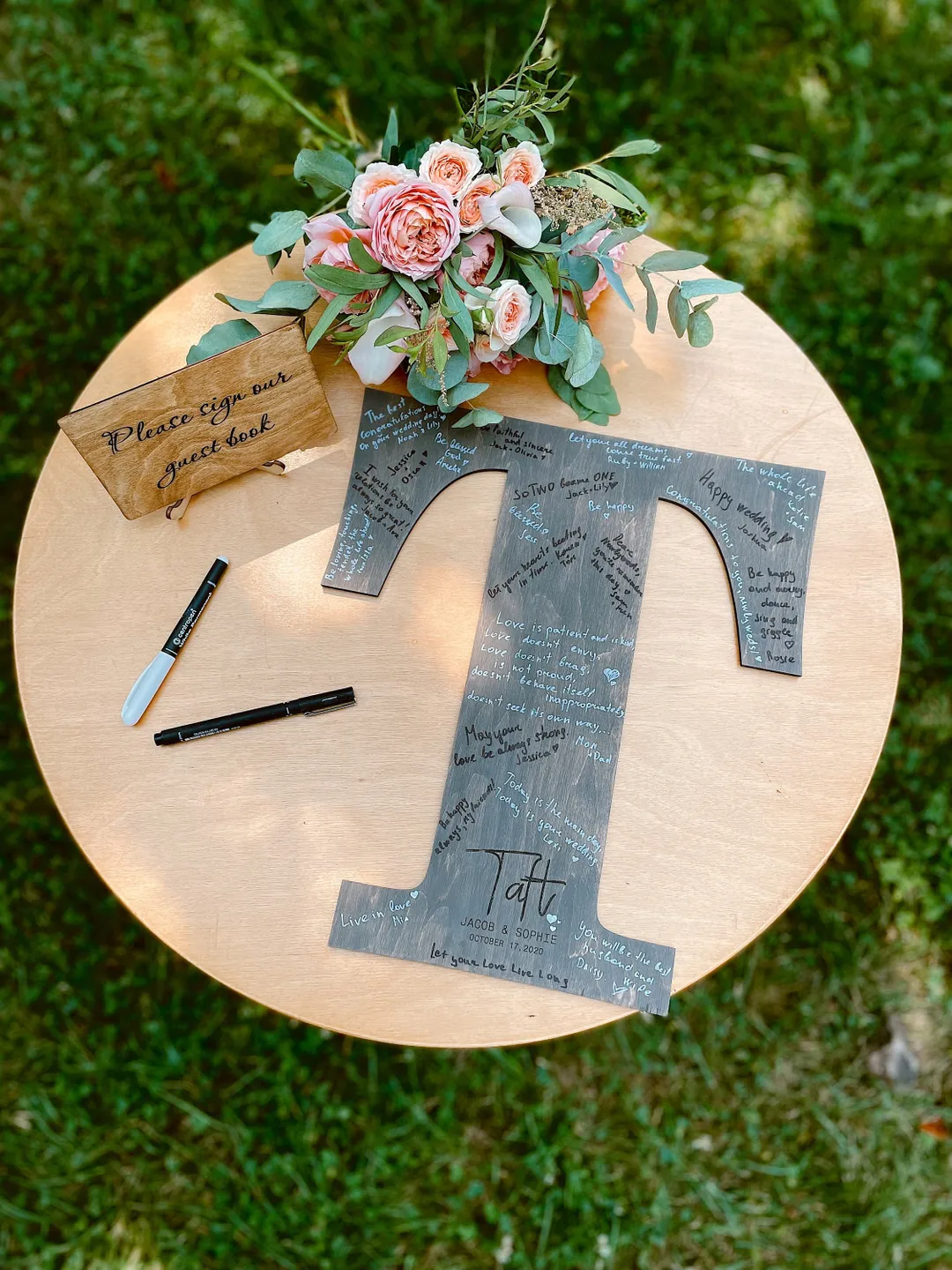 Wedding Guest Book Alternative, Personalized Wooden Letter Wedding Sign, Anniversary Gift