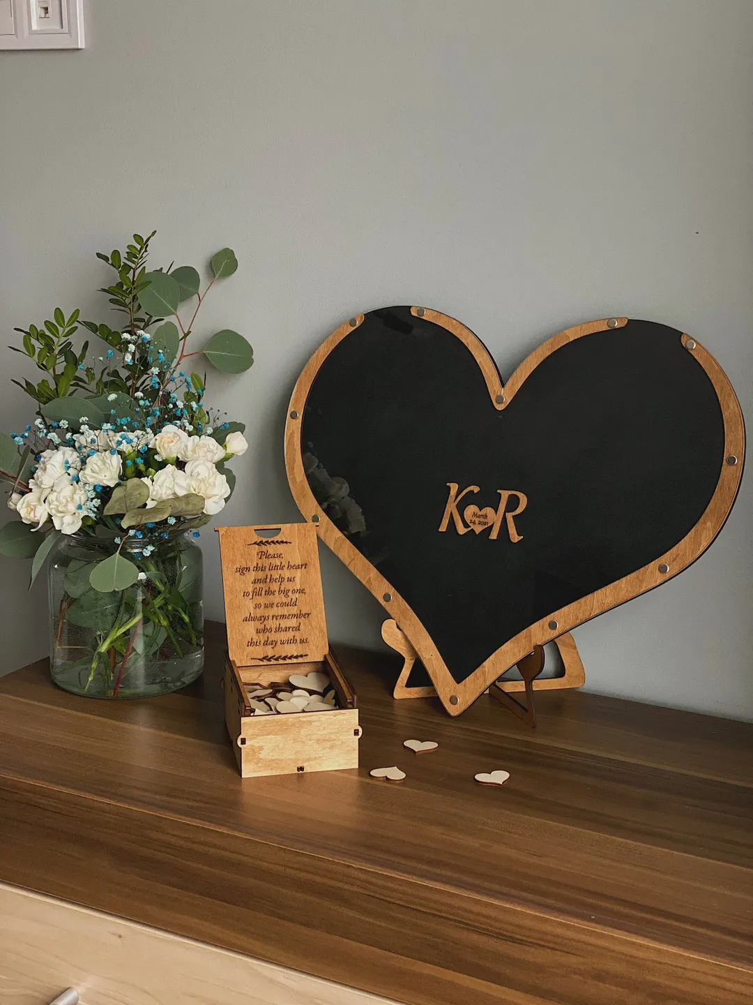 Wedding Guest Book Alternative, Custom Sign in Guest Book and Wooden Box, Gift for Couple