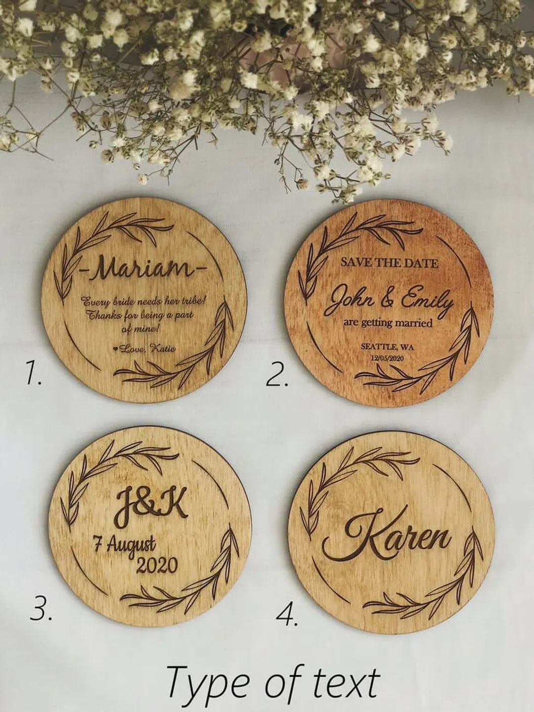 Wedding Favors Coasters in Bulk, Save the Date Invitation Coasters ...