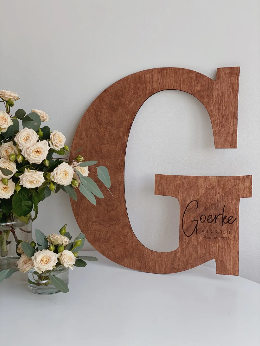 Custom Family Name Guest Book for Wedding, Alternative Guest Book in Letter Shape, Wooden Engagement Sign
