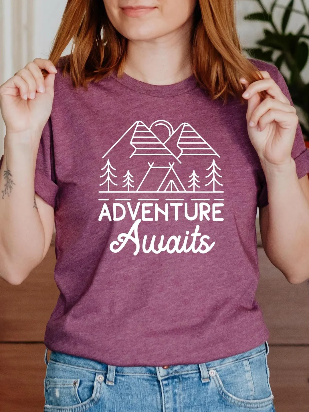 Adventure Awaits T-Shirt: Mountain Camping Hiker Shirt