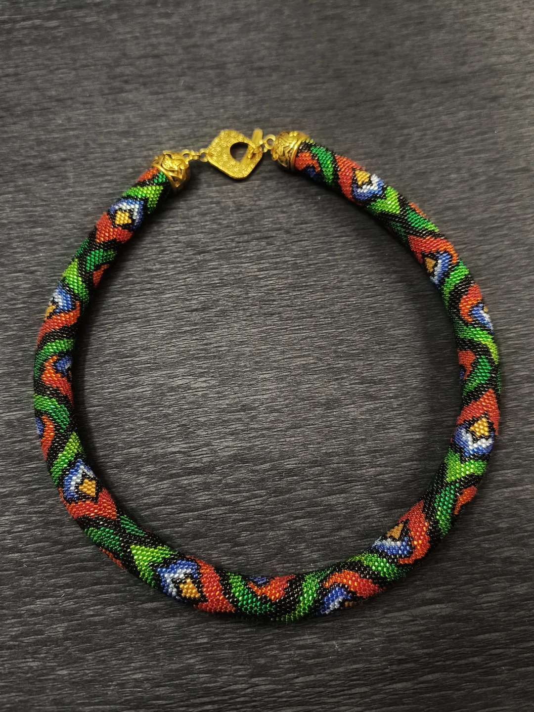 Colorful handmade beaded necklace, Summer elegant necklace, a gift to his wife for the anniversary