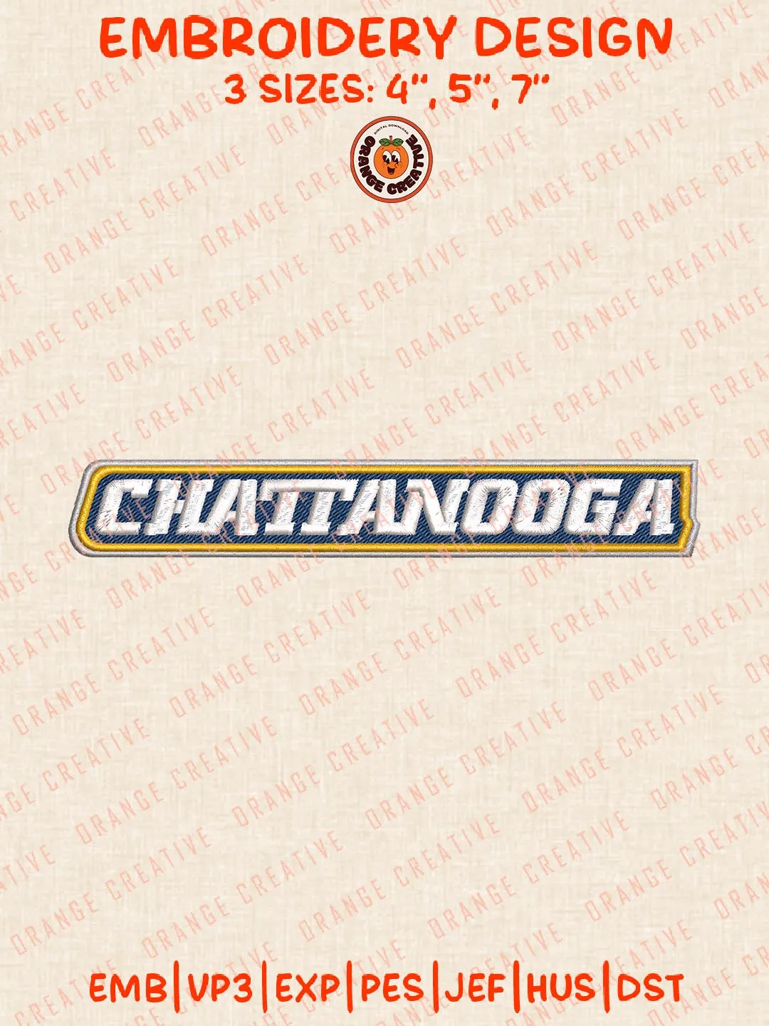 NCAA Chattanooga Text Logo Embroidery Design, NCAA Chattanooga Mocs Team Embroidery Design, Machine Embroidery Design File, 4 Sizes, Digital Download