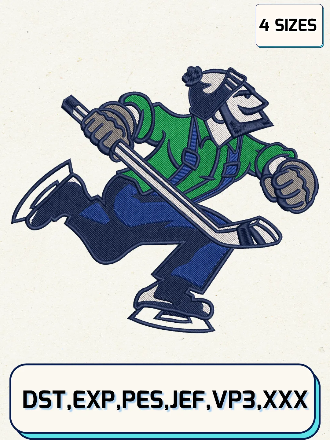 Vancouver Hockey Embroidery Design Files,Machine Embroidery Files,4 Sizes