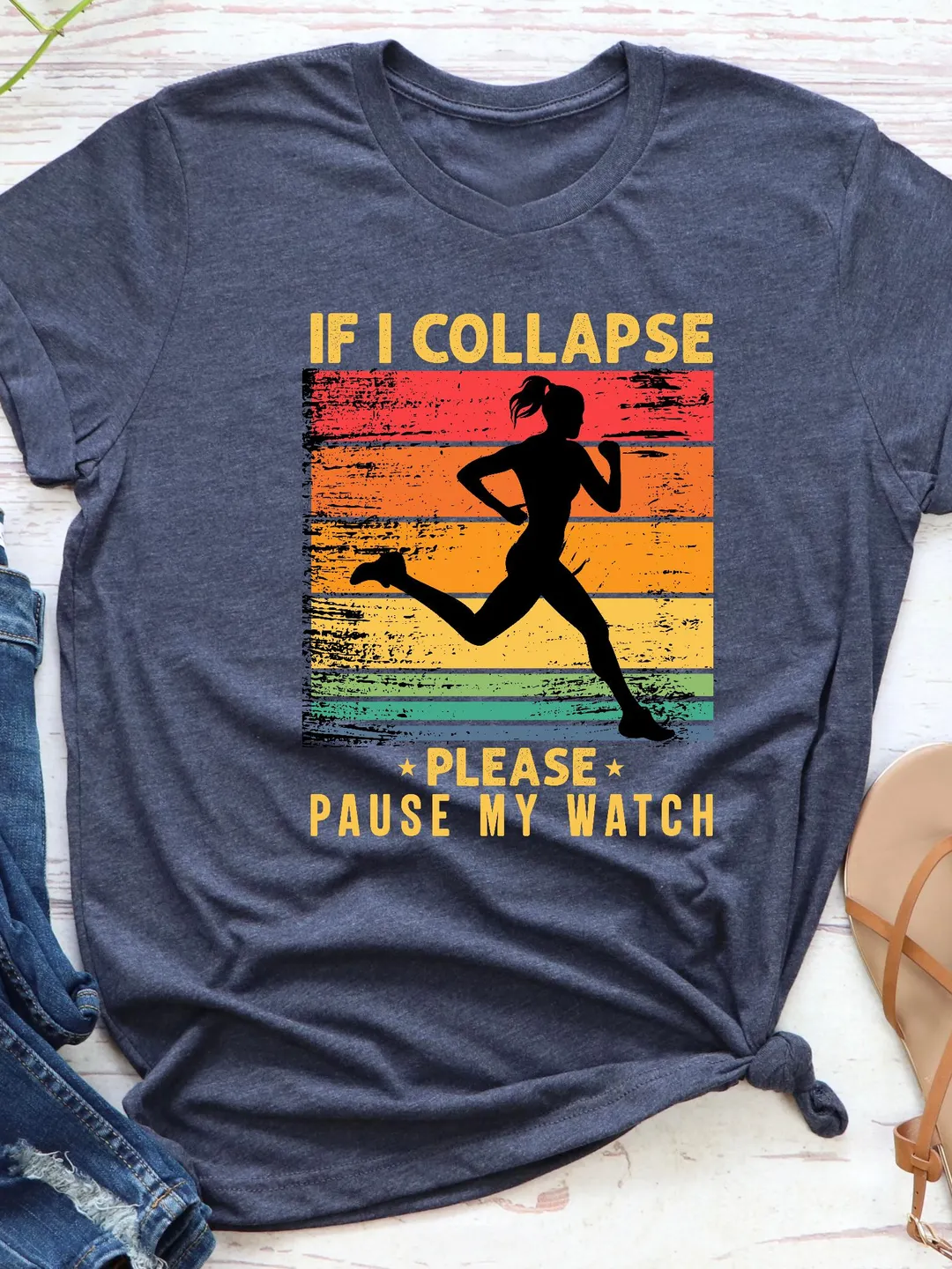 If I Collapse Pause My Watch T-shirt, Fitness Running Mom, Funny Runner Gift for Him, Run Shirt, Marathon Tee, Motivation Christmas Gift