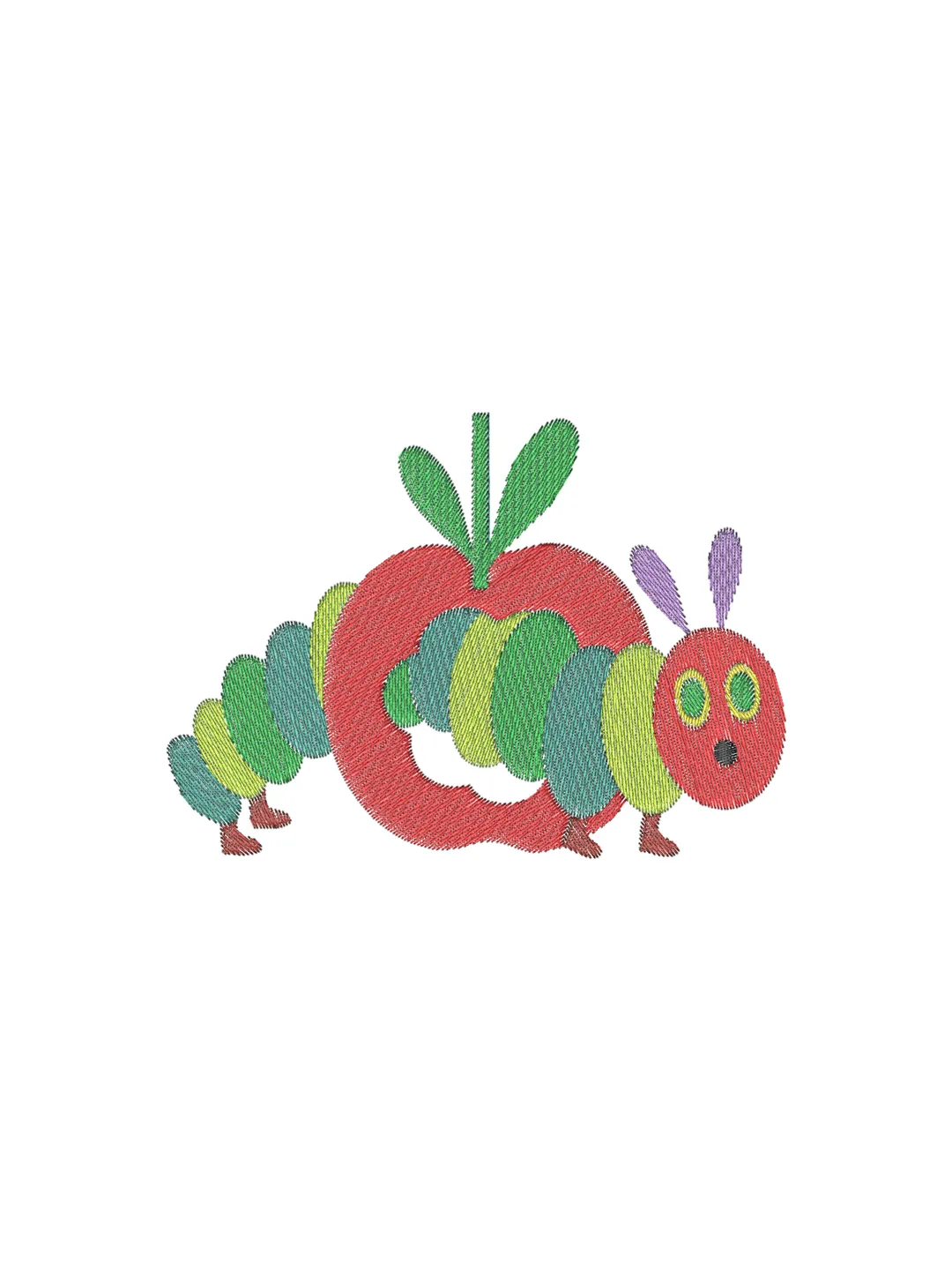 Hungry Caterpillar Machine Embroidery Design,cute machine embroidery design,2 sizes,Instant Download--736