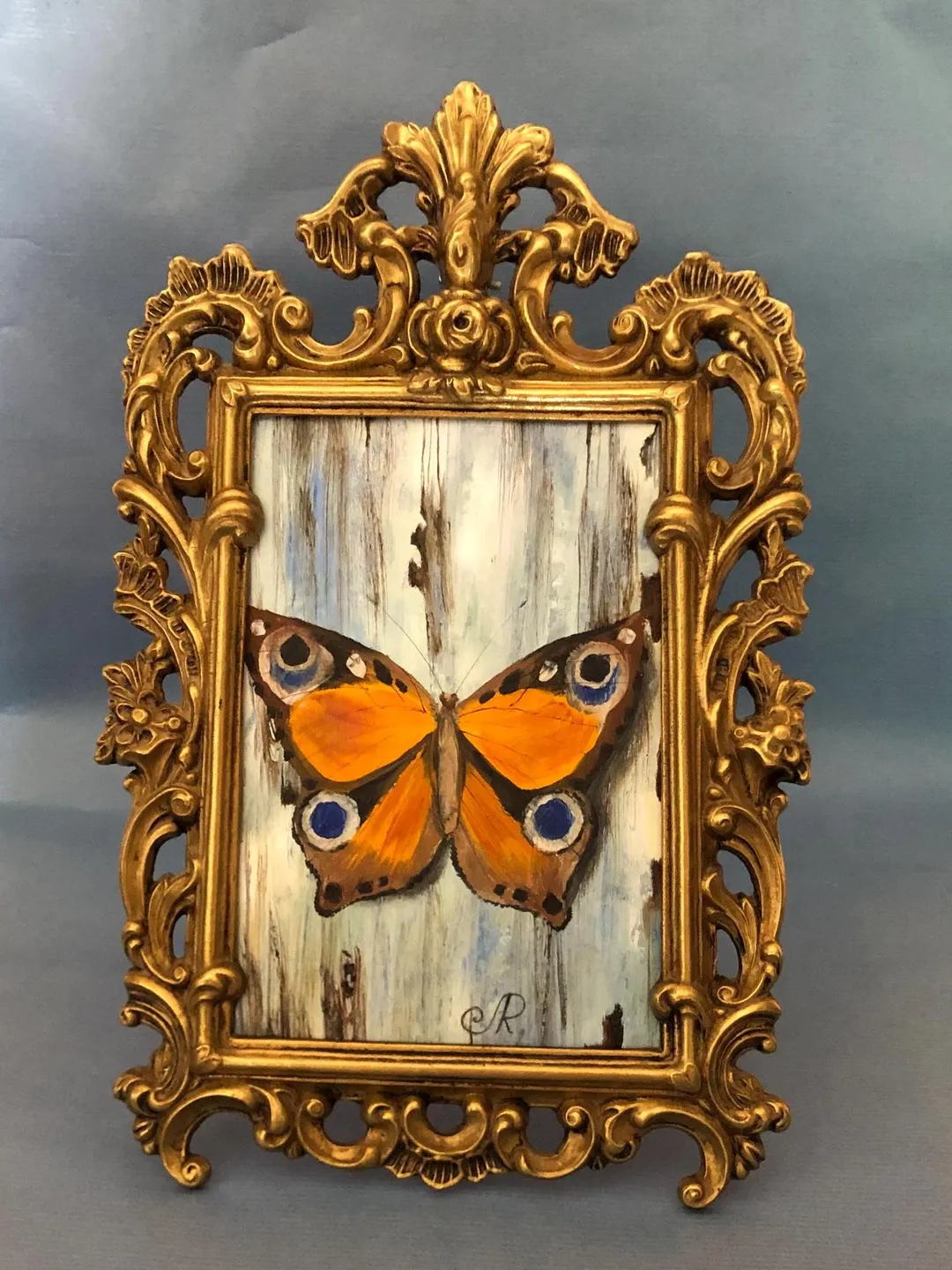 Monarch Butterfly Painting Metal Frame Shabby Chic Painting