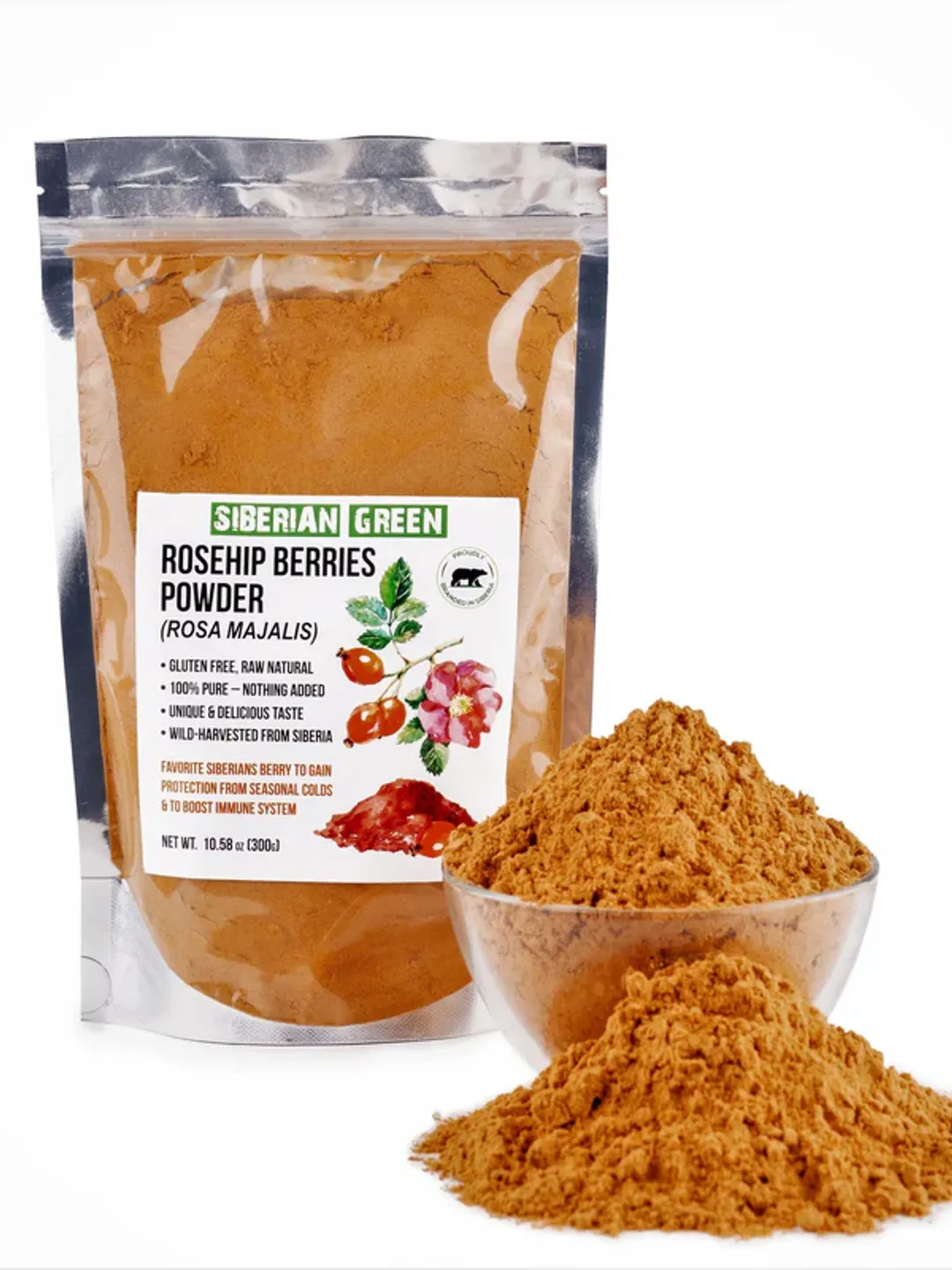 Siberian Rose Hips Powder 300g Rosehips Herbal Tea Flour from Wild Harvested Seeds