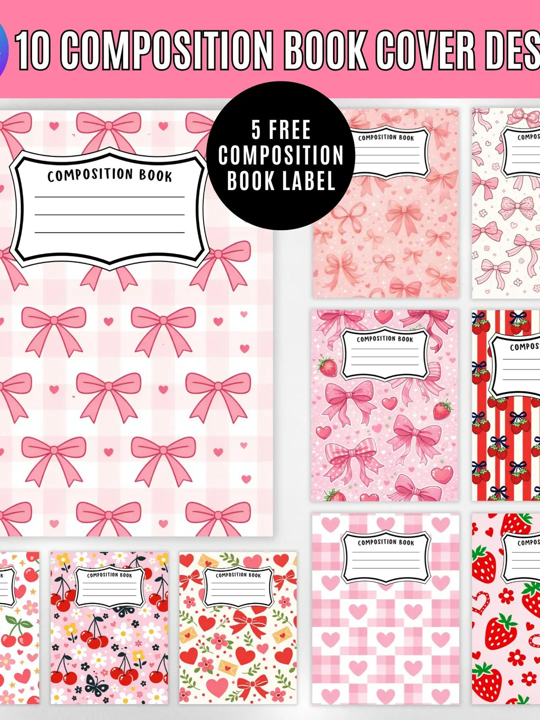 Composition Notebook Covers Bundle, Canva Editable Back to School ...