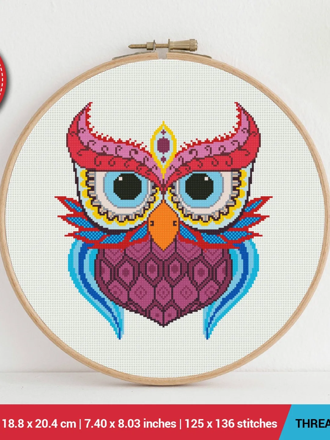 Mandala Owl Cross stitch pattern | Embroidery Pattern | Instant Download | Embroidery Designs