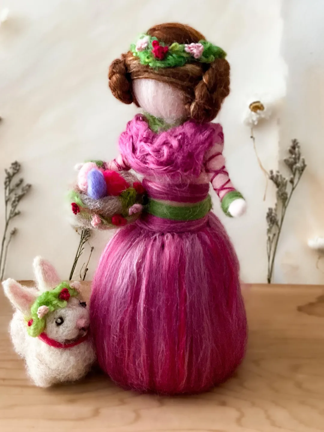 Needle Felted Spring Maiden with Bunny – A Timeless Easter Heirloom ...