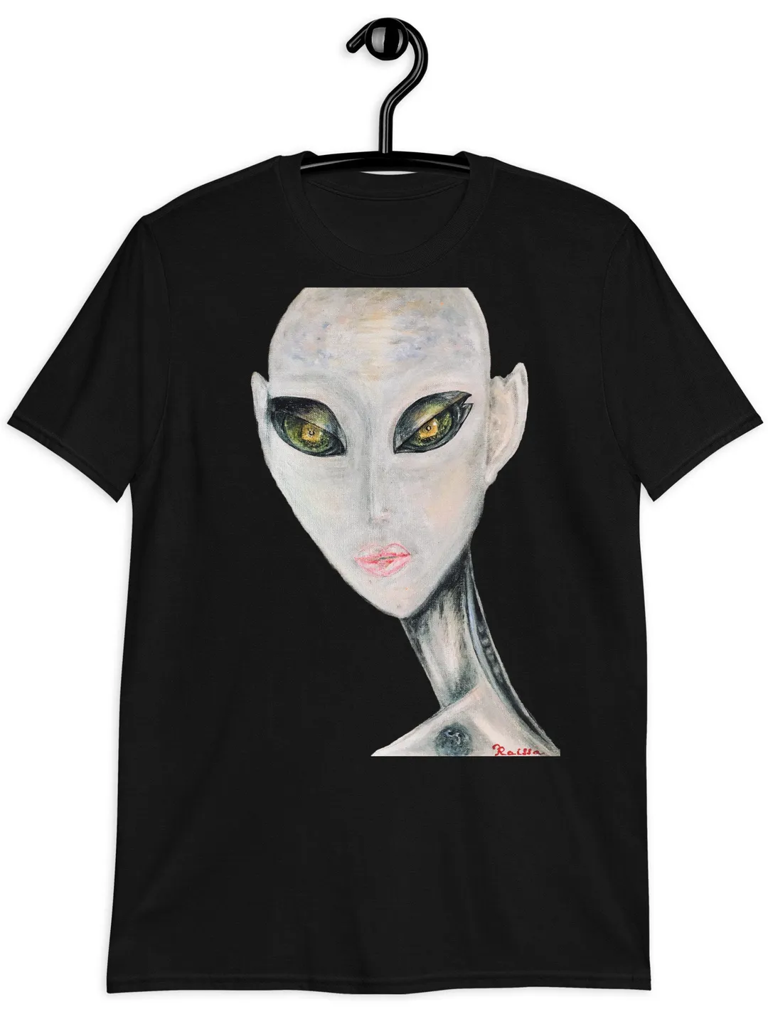 Alien Short-Sleeve Unisex T-Shirt made with my original unique acrylic painting.