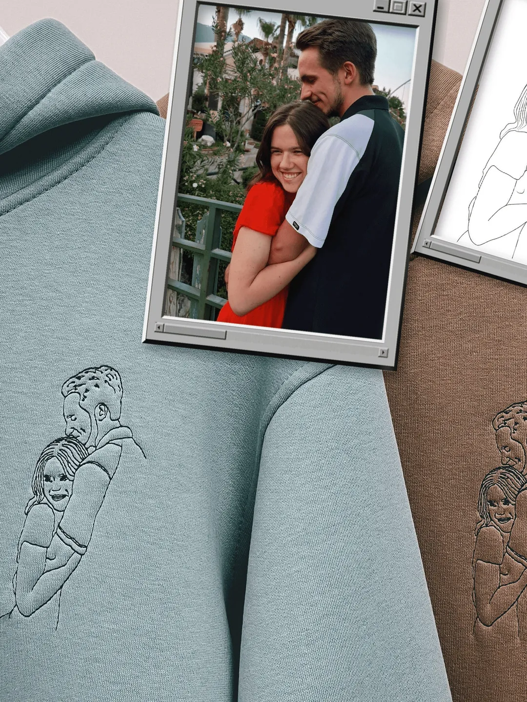 Embroidered by Photo Portrait Hoodie Embroidery Cat Dog Portrait Crewneck Sweatshirt Clothes Item Custom Gift