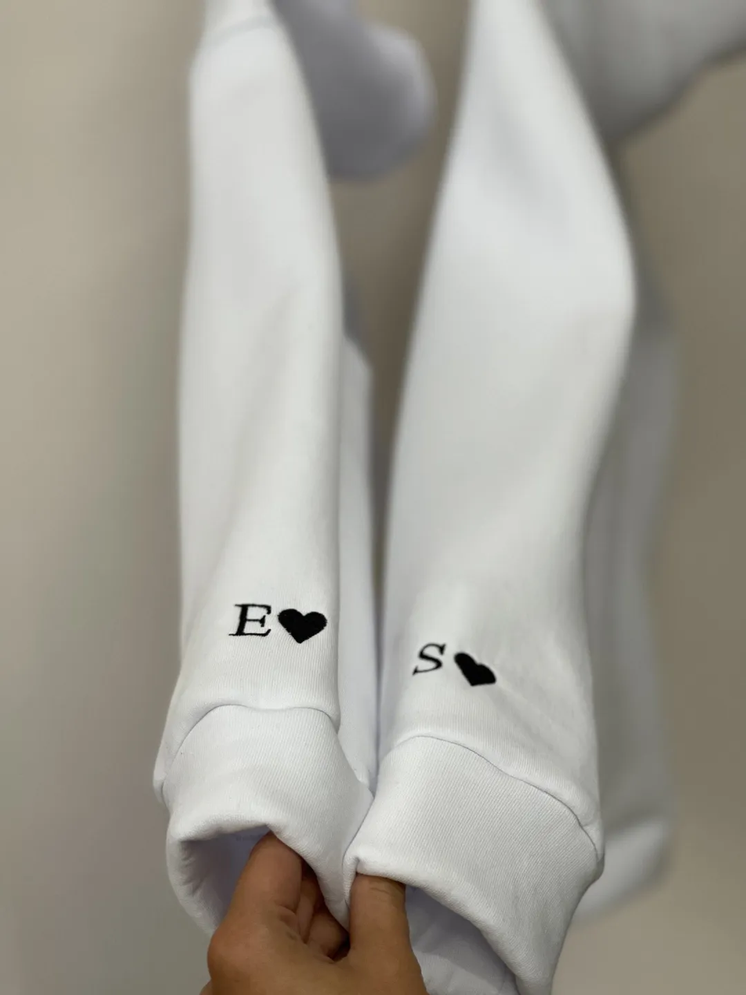 Custom Embroidered Hoodies with Initials on the Sleeve Roman Date or Cartoon Couple Sweatshirts Anniversary Gift for Her and Him