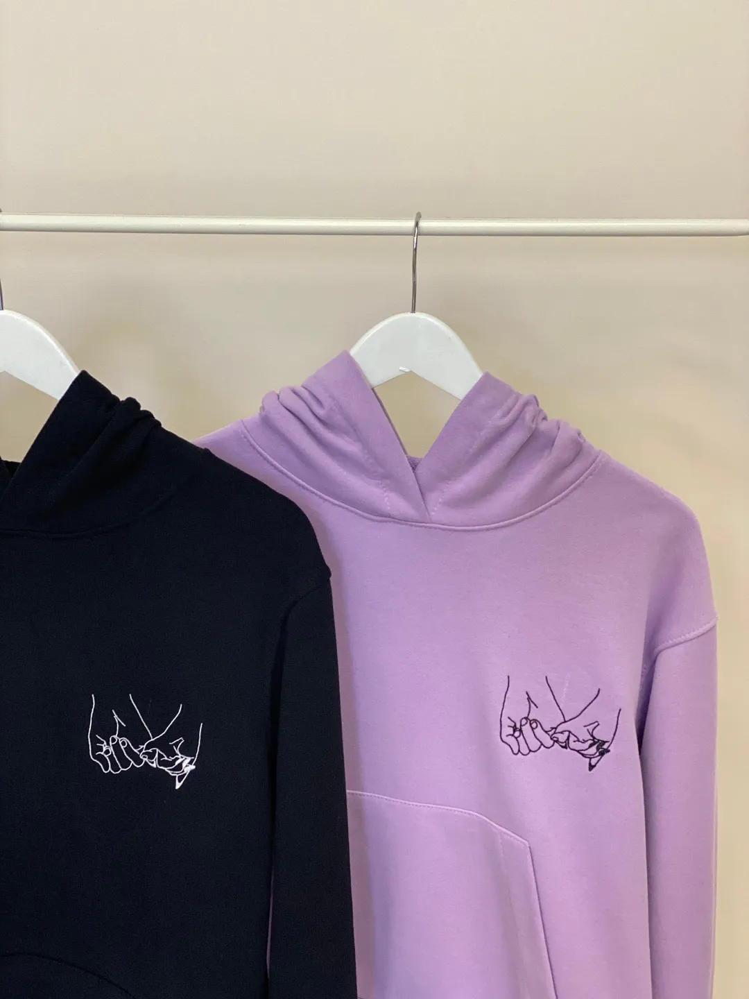 Couple Embroidered Hoodies Long Distance Relationship Sweatshirts Matching T-shirts Gift for Boyfriend/Girlfriend