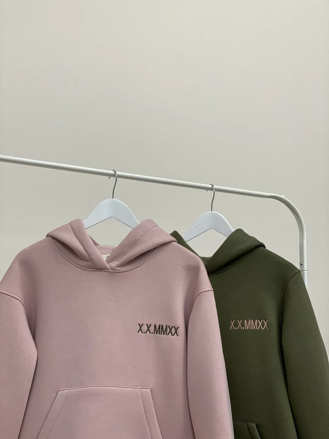 Embroidered Anniversary Roman Numeral Date Hoodies Couple Sweatshirts Matching Items Long Distance Gift for Her and Him