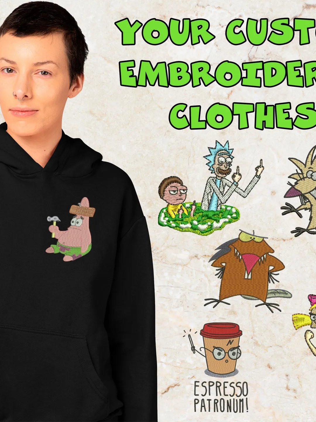 Custom Cartoon Embroidered Hoodie Clothes Crewneck Sweatshirt Fleece Hoodie Movie Personalized Gift