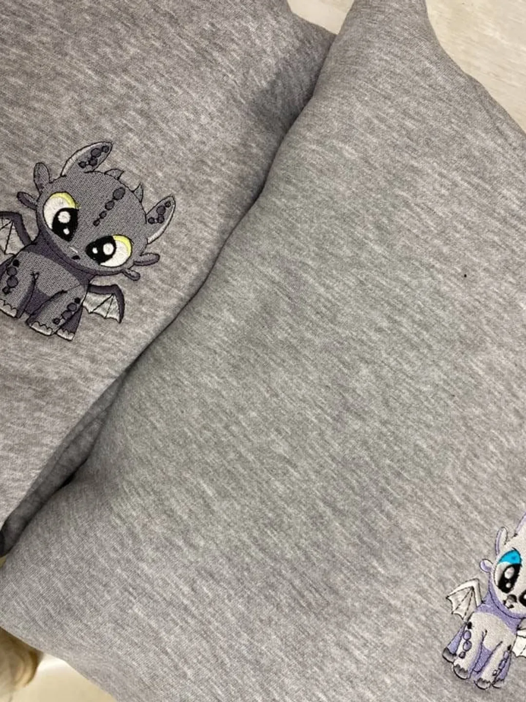 Couple Embroidered Night and Light Dragons Hoodies Matching T-shirts Cartoon Sweatshirts for Gift