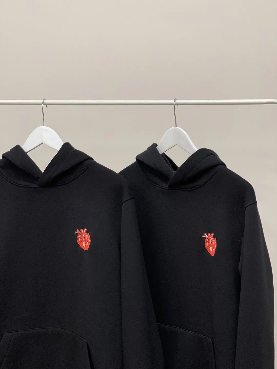 Couple Embroidered Heart Hoodies Aesthetic Sweatshirts Matching Tshirts Gift for Her and Him