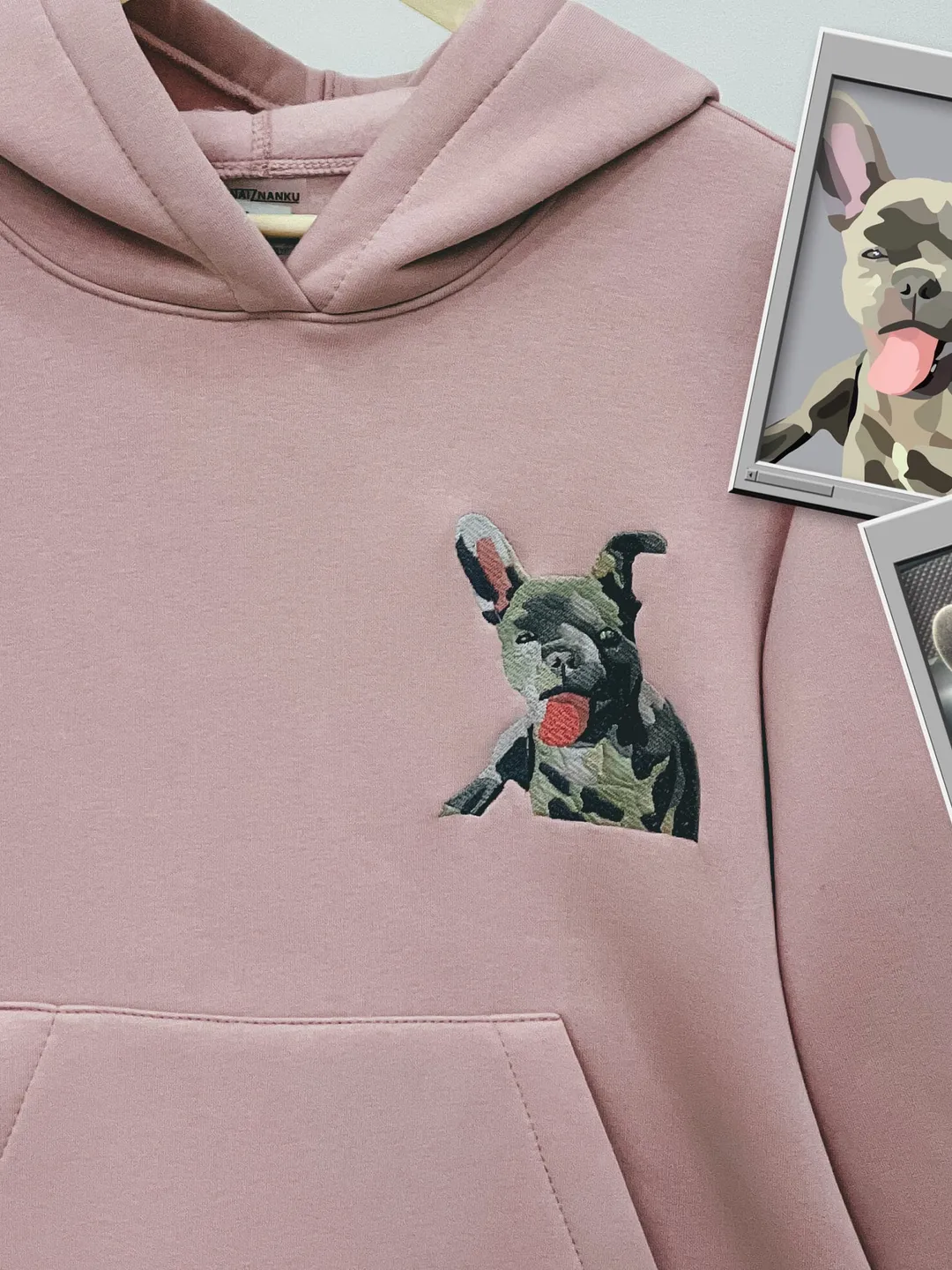 Embroidered Pet Dog Hoodie Embroidery Cat Portrait by Photo Crewneck Sweatshirt Clothes Item Custom Gift