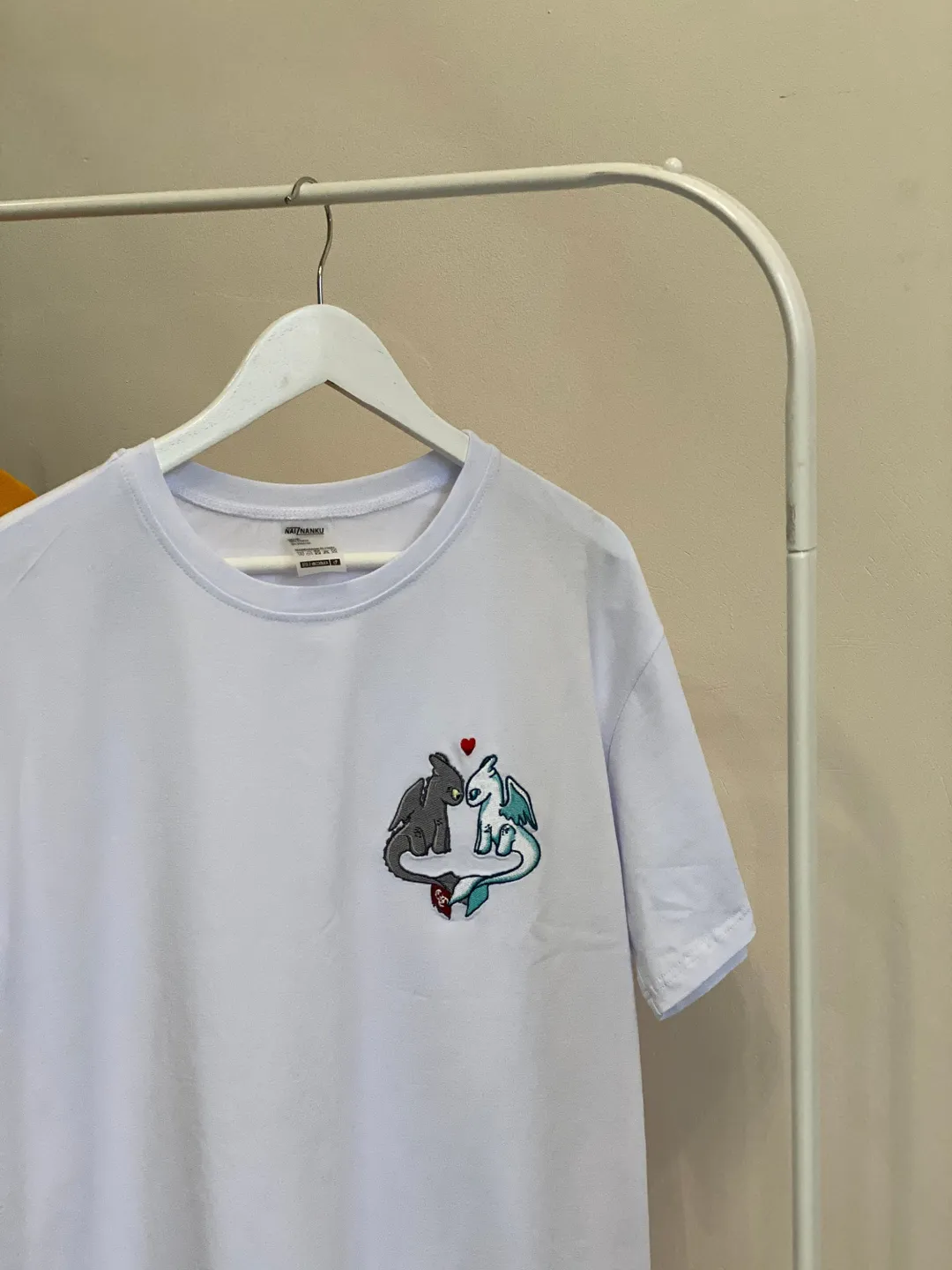 Embroidered Night and Light Dragons T-shirt Matching Look Cartoon Hoodie Couple Sweatshirt for Birthday Gift