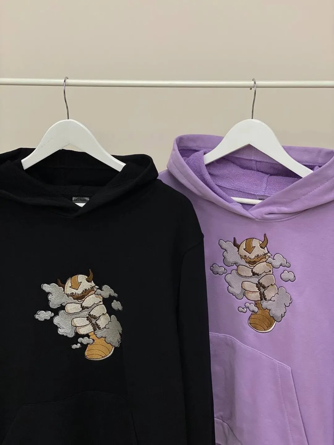 Couple Anime Sky Bison Embroidered Animal Hoodies Crewneck Sweatshirts Matching Items for Christmas Gift