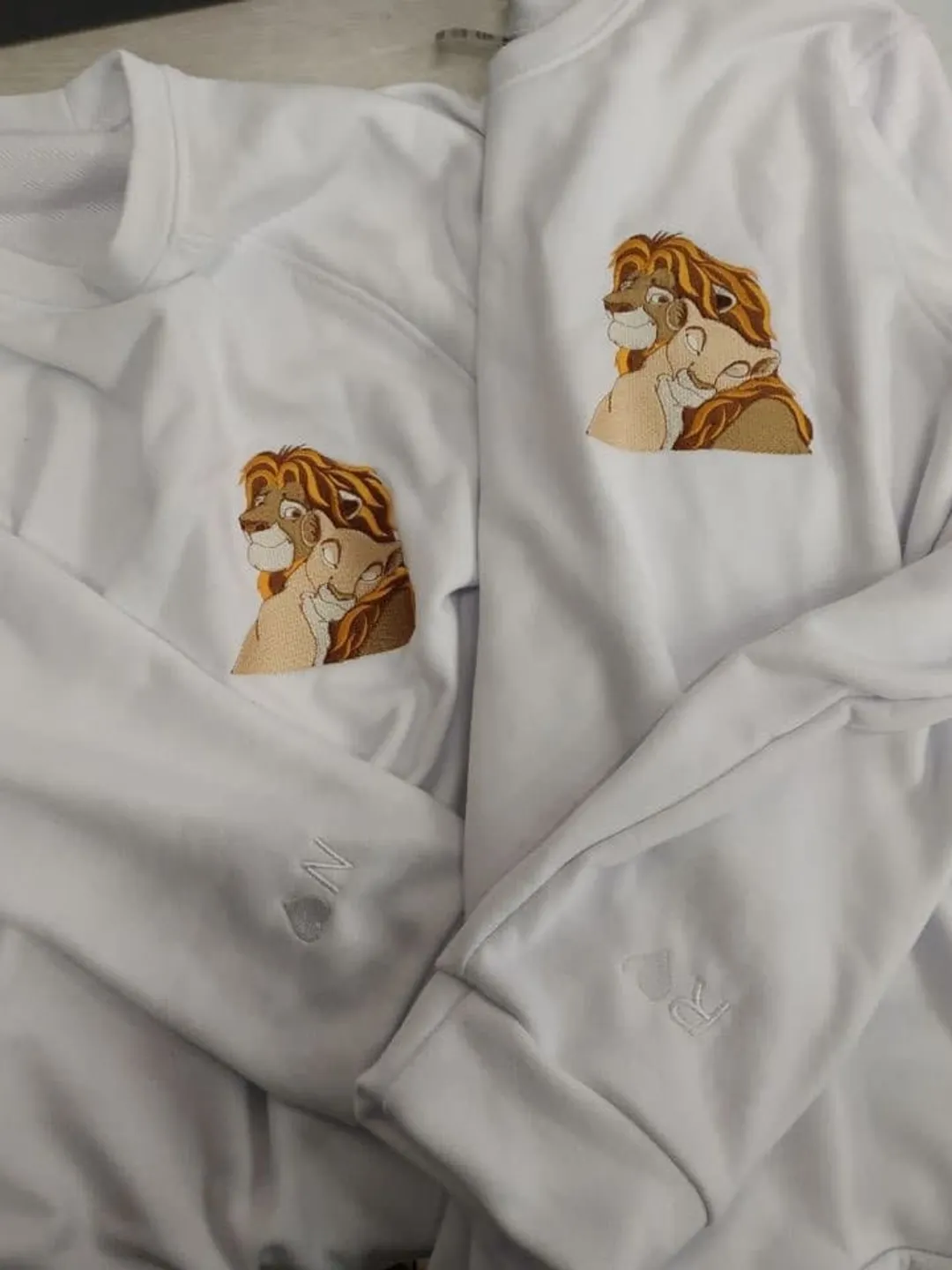 Custom Embroidered Hoodies with Initials on the Sleeve Roman Date or Cartoon Couple Sweatshirts Tshirts Anniversary Gift for Her and Him