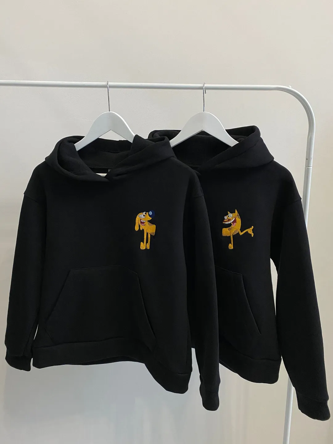 Couple Cat and Dog Embroidered Animal Hoodies Sweatshirts T-shirts for Cartoon Fan