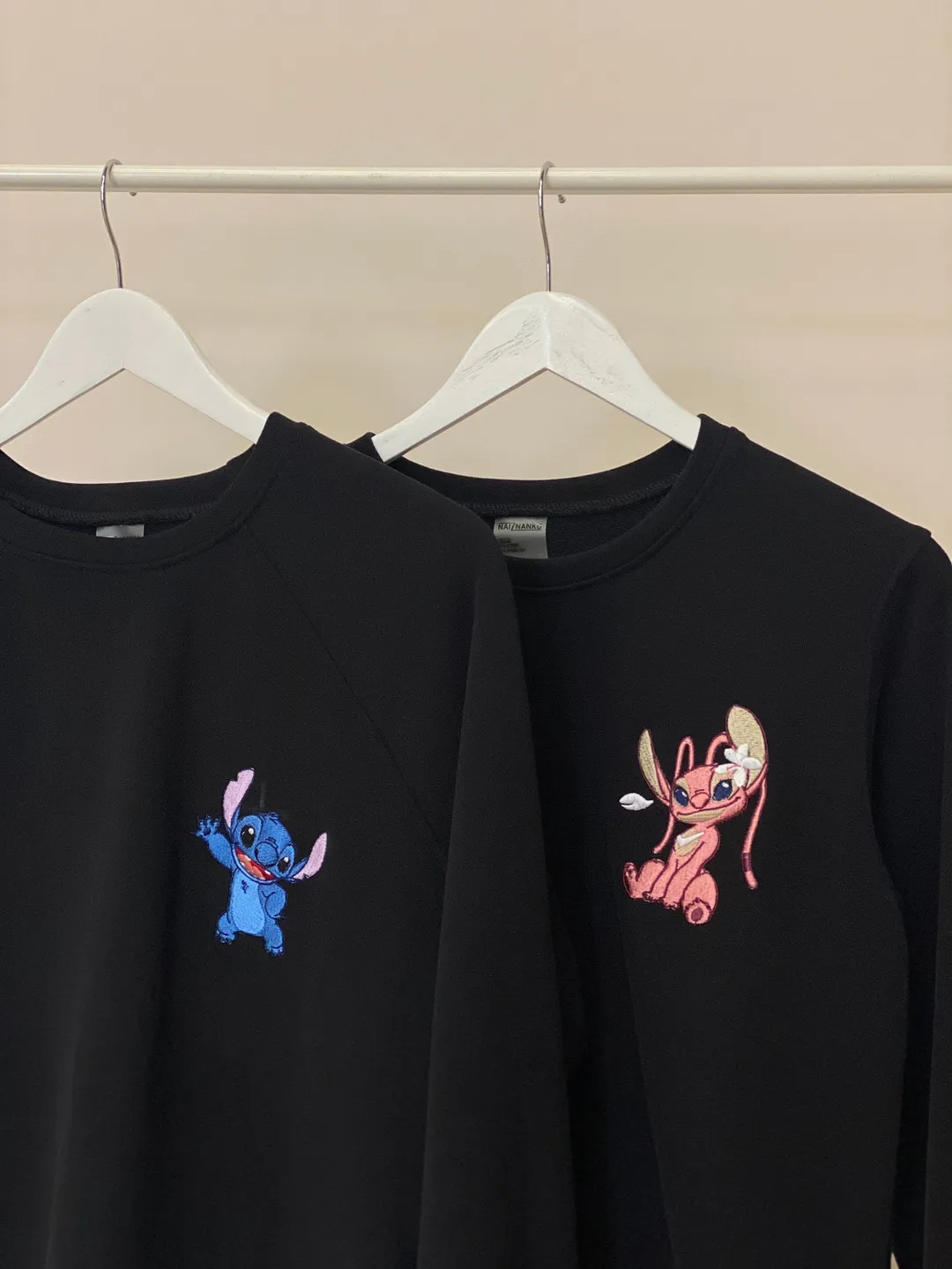 Couple Cartoon Alien Stitch Embroidered Hoodies Matching Crewneck Sweatshirts T-shirts for Gift