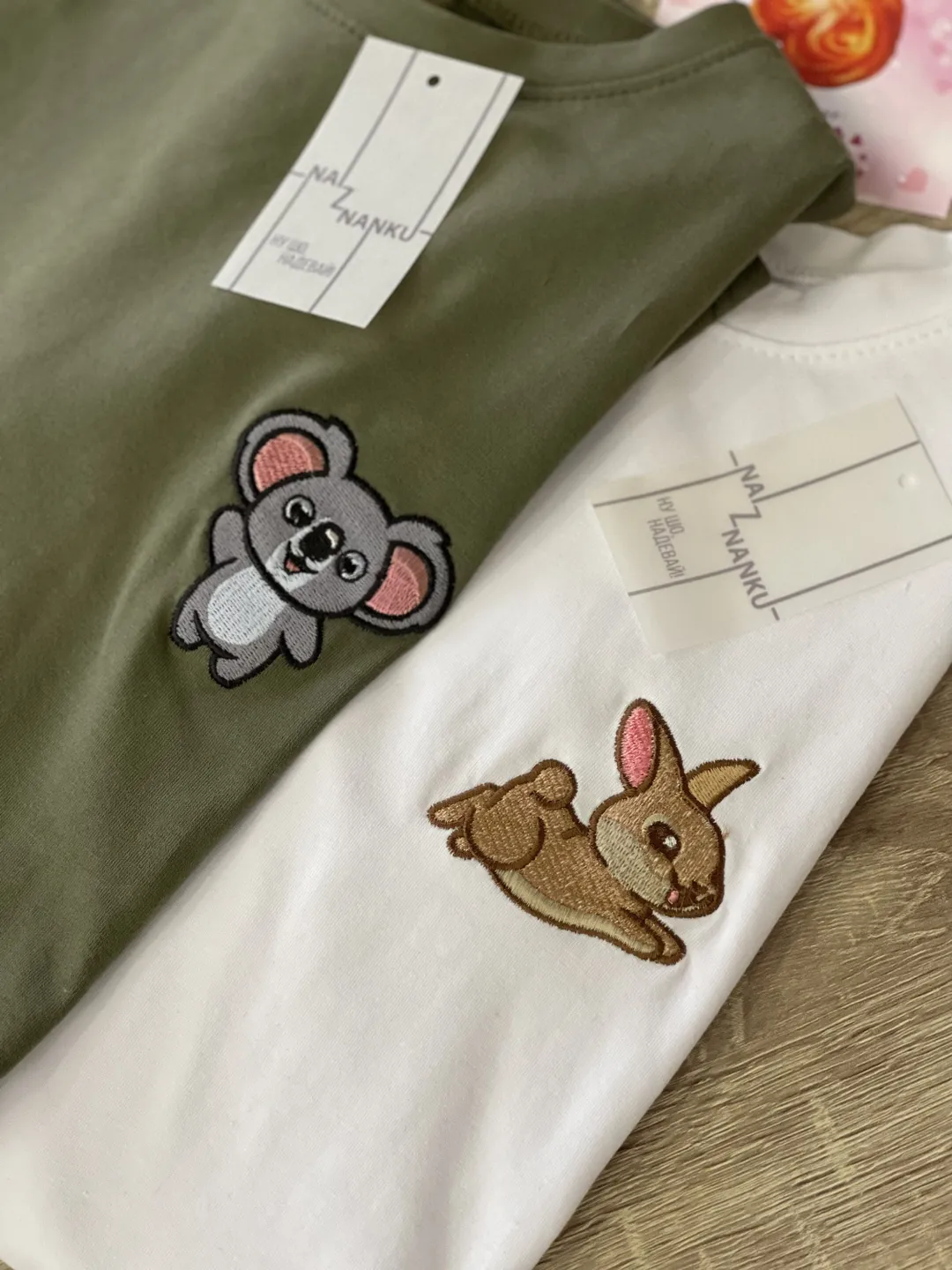 Couple Cartoon Rabbit and Koala Embroidered Hoodies Sweatshirts Matching Animal T-shirts for Christmas Gift