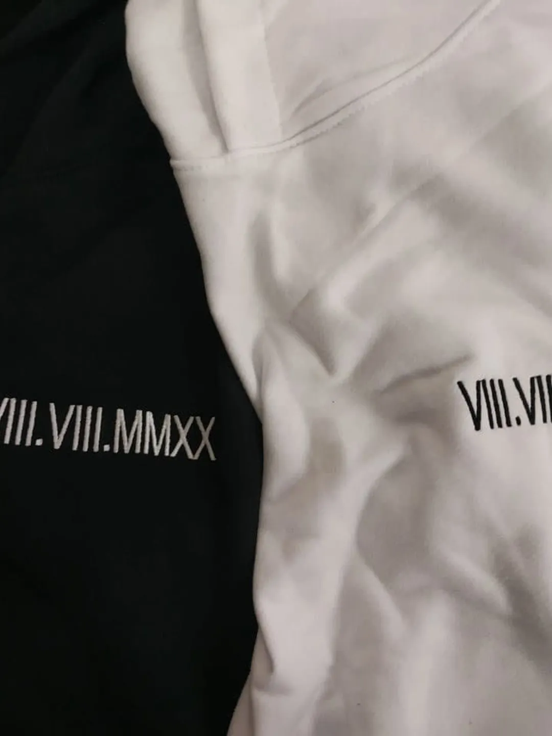 Embroidered Anniversary Roman Date Hoodies Couple Crewneck Sweatshirts Matching Tshirts Gift for Her and Him