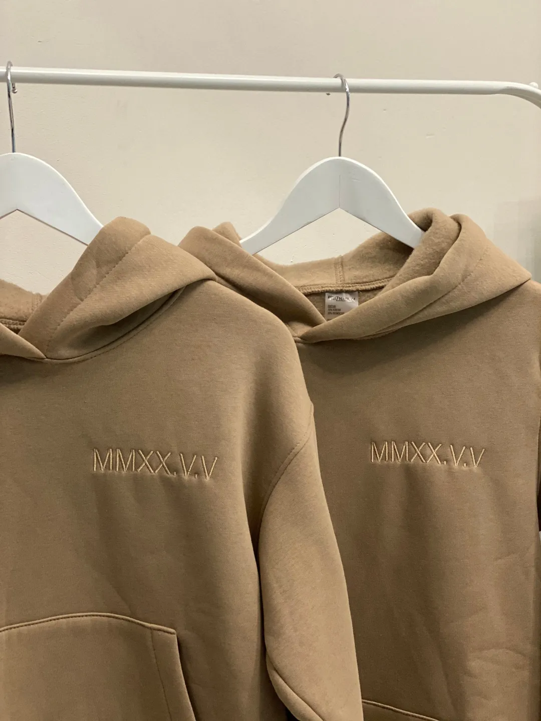 Embroidered Anniversary Roman Date Hoodies Couple Sweatshirts Matching Items Gift for Her and Him