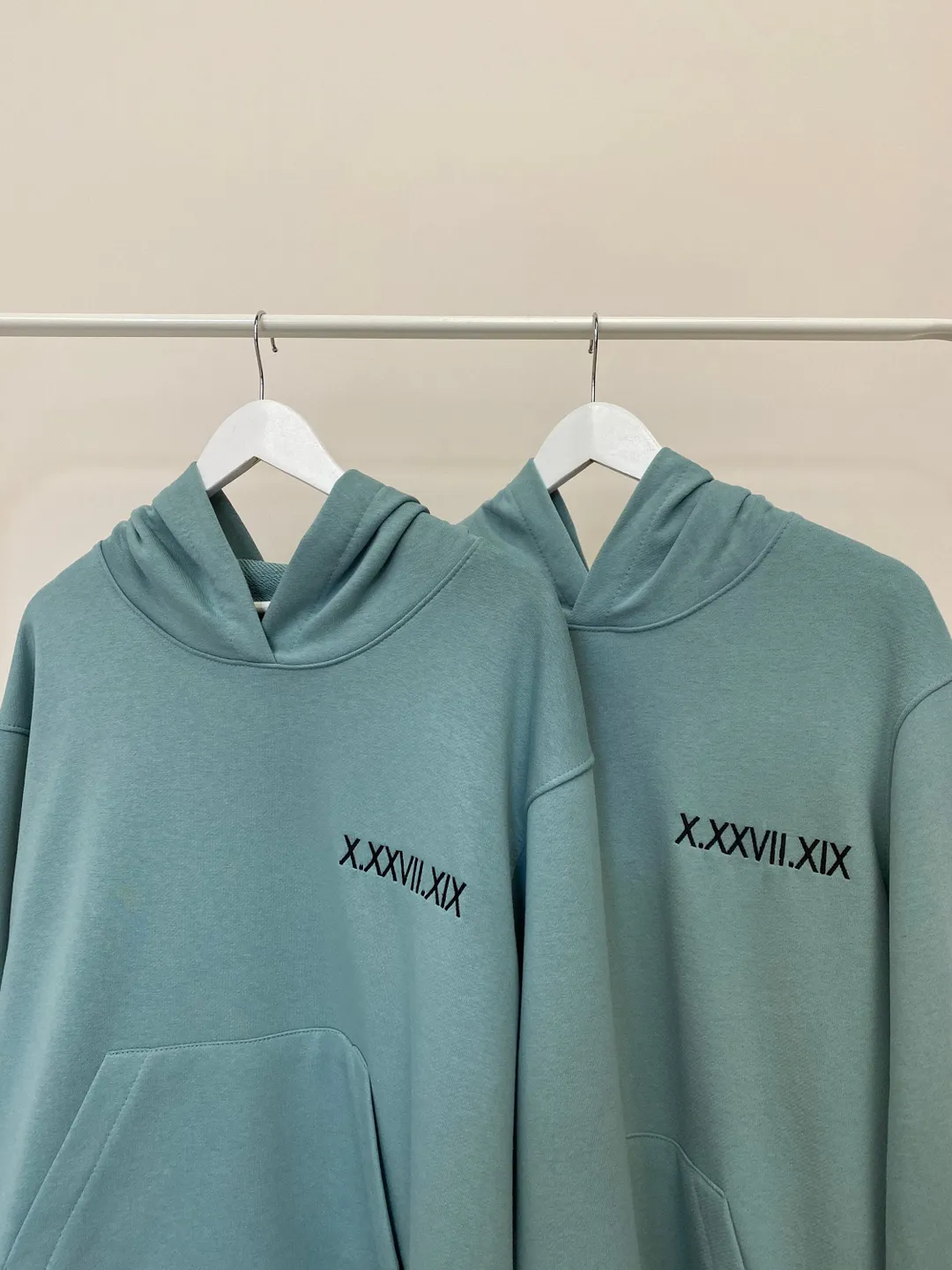 Embroidered Anniversary Roman Date Hoodies Couple Sweatshirts Matching Custom Tshirts Gift for Her and Him