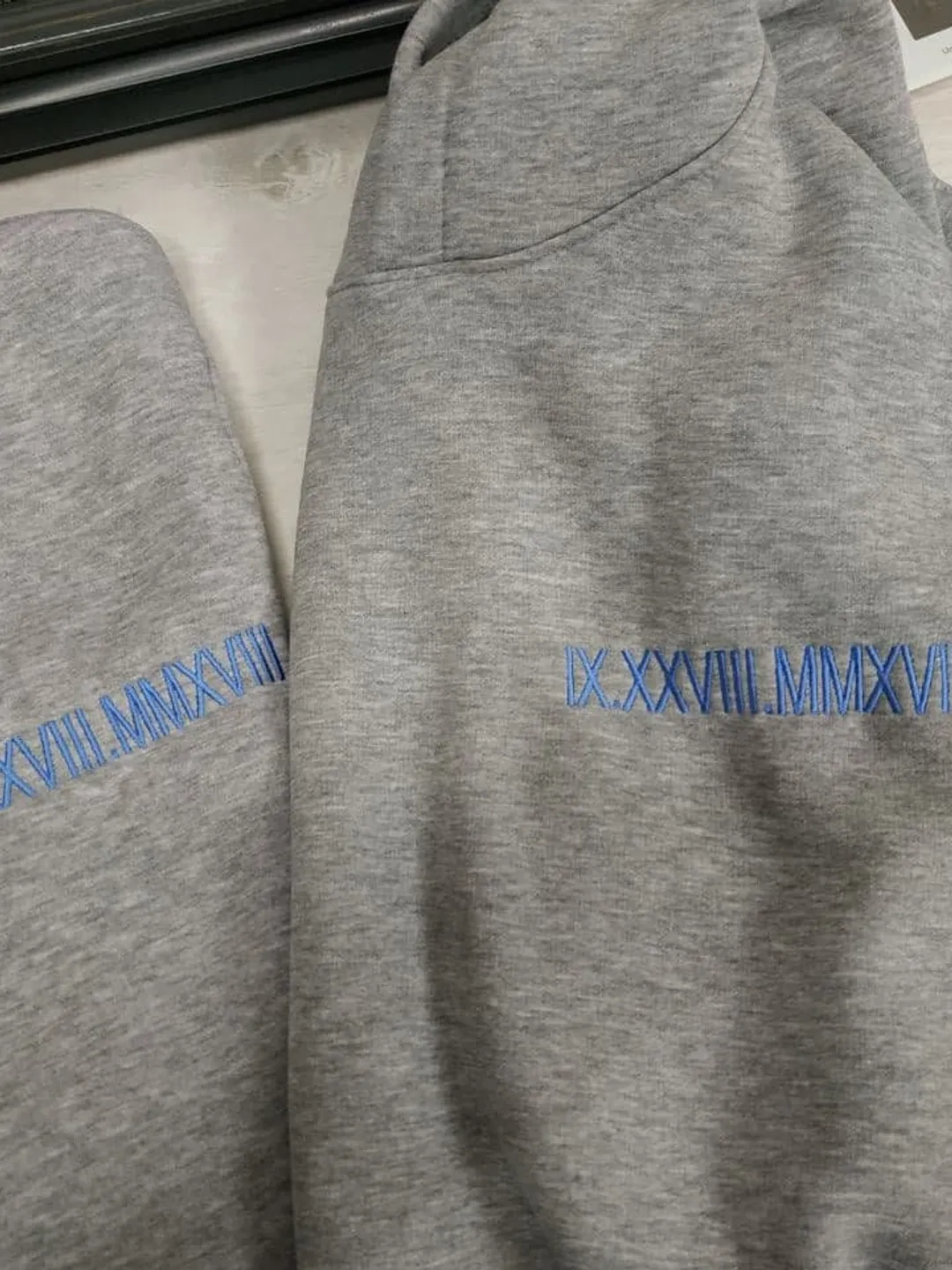 Embroidered Roman Date Hoodies Couple Crewneck Sweatshirts Matching Tshirts Custom Anniversary Gift for Her and Him