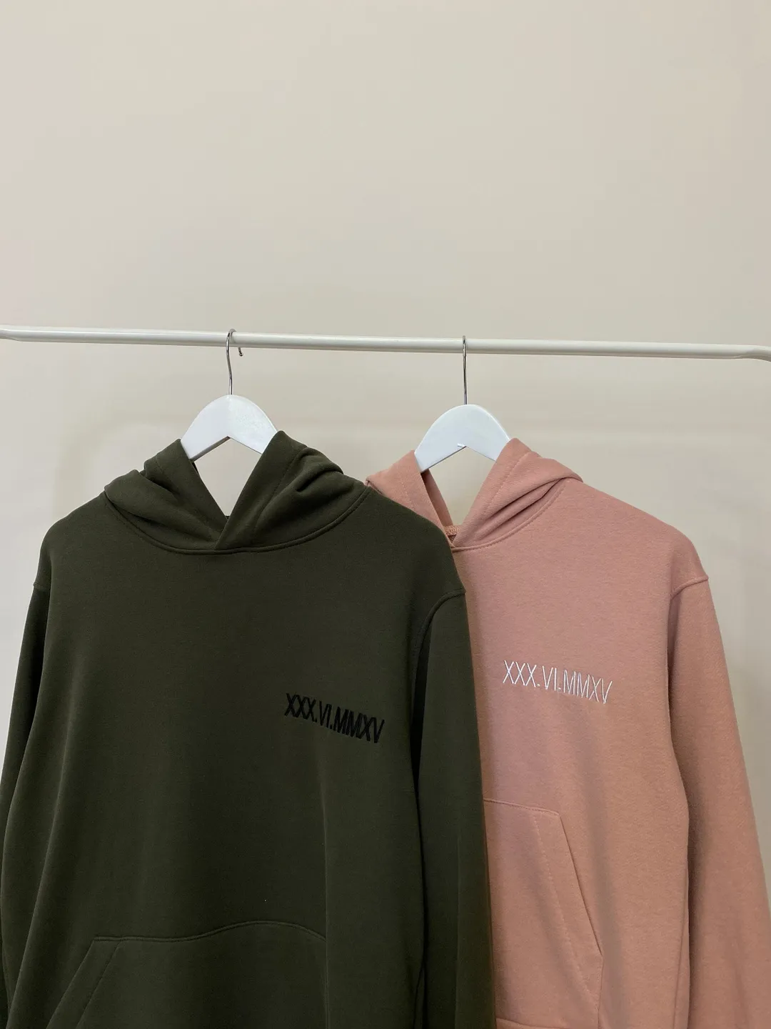 Embroidered Anniversary Roman Date Hoodies Couple Sweatshirts Tshirts Gift for Her and Him