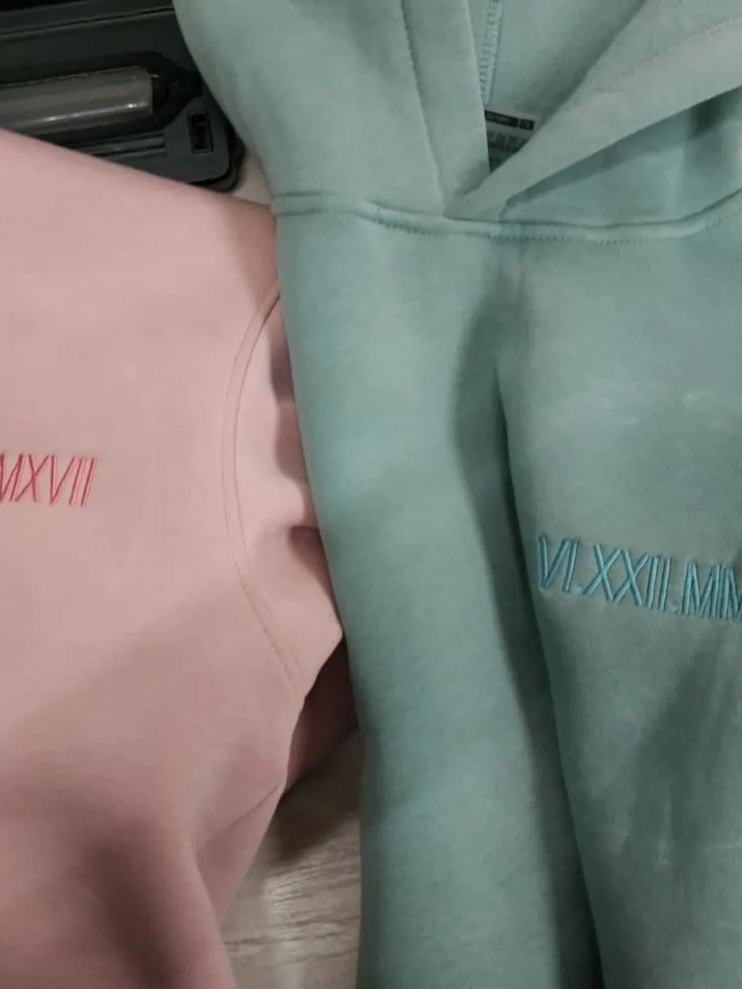 Embroidered Anniversary Roman Date Hoodies Couple Sweatshirts Matching Tshirts Christmas Gift for Her and Him