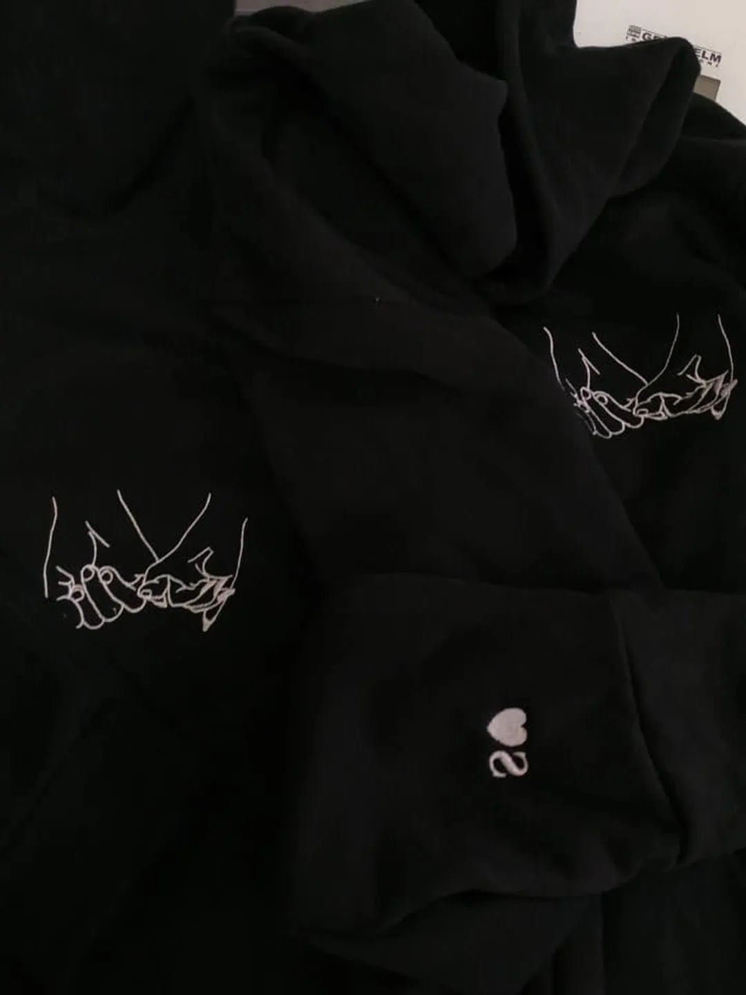 Custom Embroidered Hoodies with Initials on the Sleeve Roman Date or Cartoon Couple Sweatshirts Anniversary Gift for Her and Him