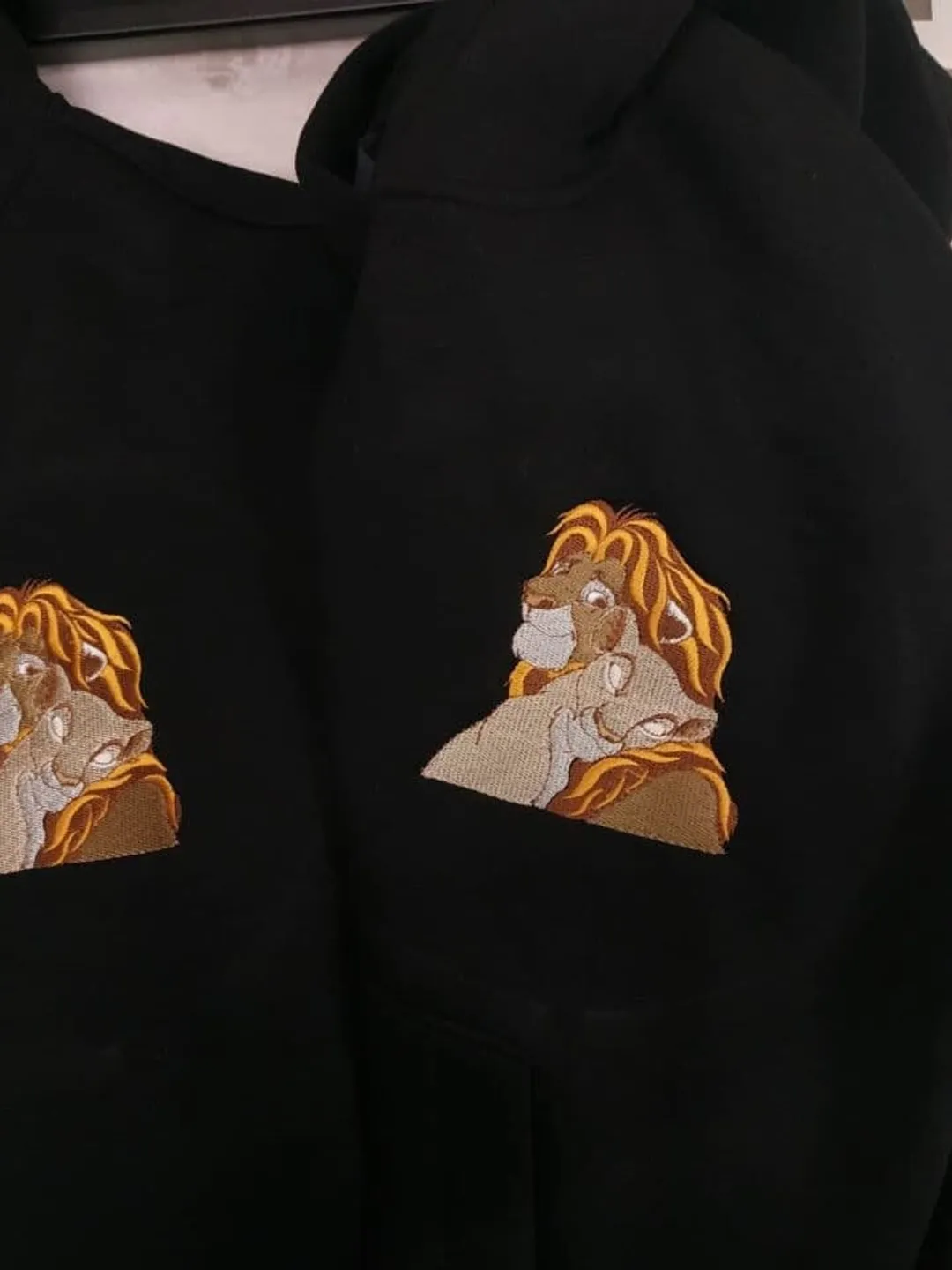 Couple Embroidered Lion and Lioness Hoodies Cartoon Unisex Sweatshirts Crewneck Matching T-shirts Christmas Gift for Her and Him