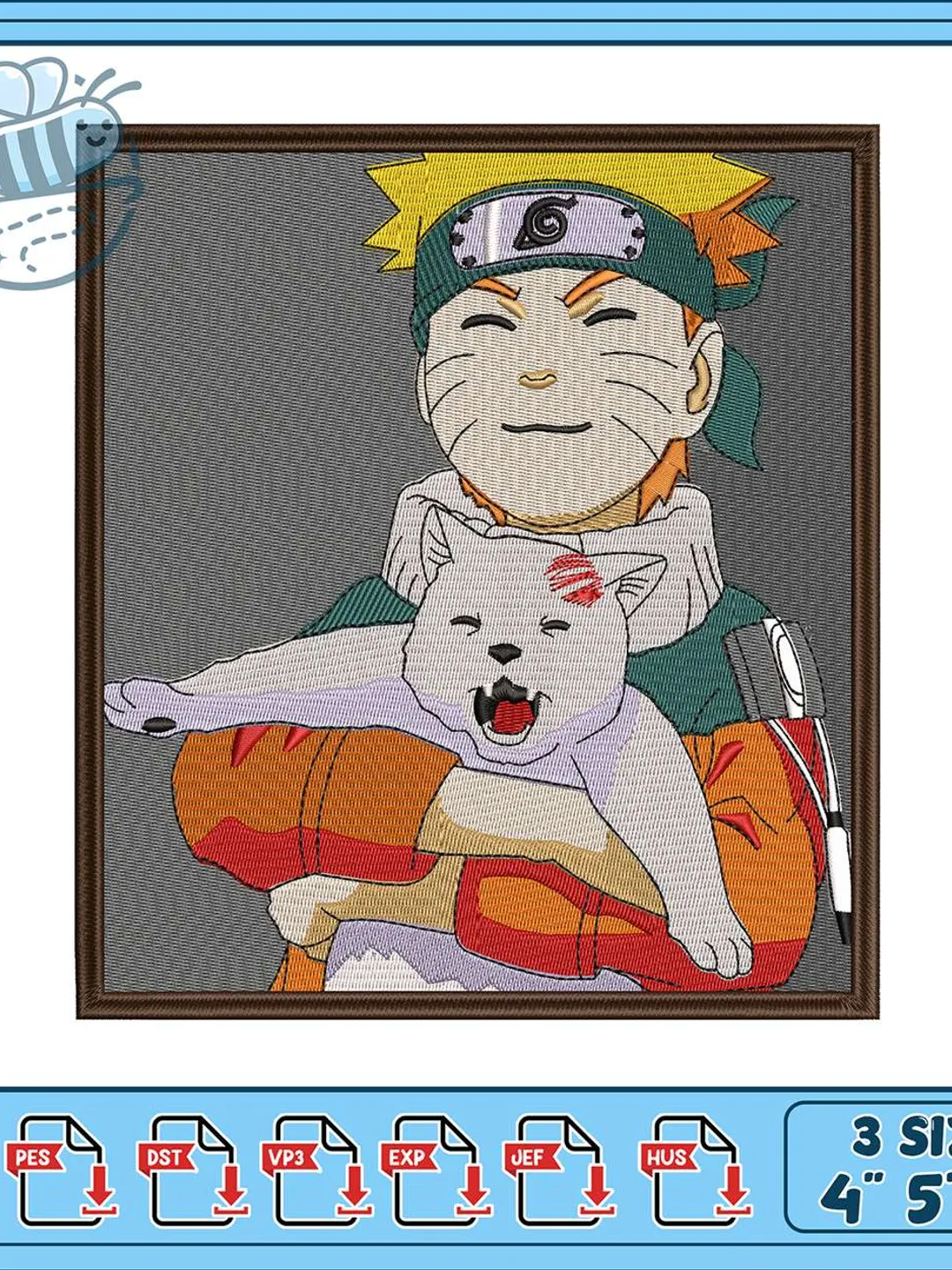 Naruto Holding White Cat Embroidery Design, Anime Ninja Machine Embroidery File, Cute Chibi Naruto Patch, Instant Download PES DST