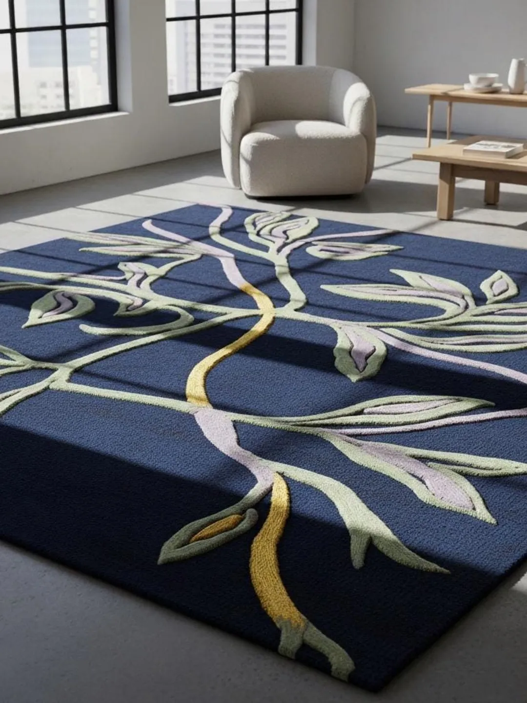 Abstract Modern Hand Tufted Wool Area Rug For Living Room