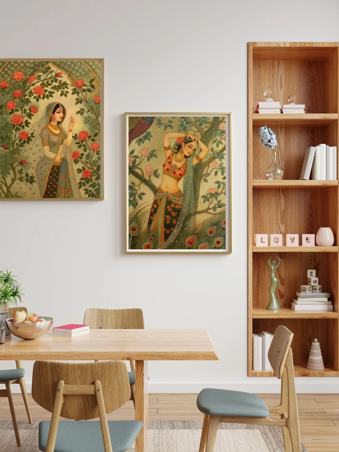 Lady in the Garden, Floral Prints, Madhubani Painting, Indian Folk Art ...