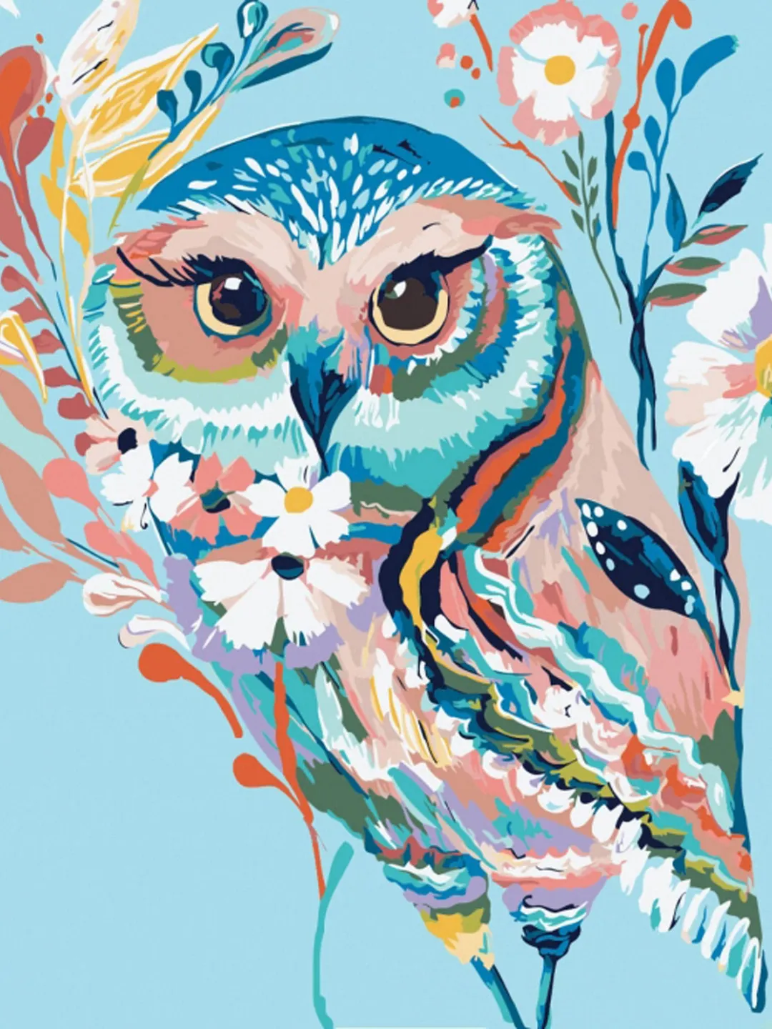 Owl Paint by numbers kit Adult, Bird Painting by numbers Canvas Framed