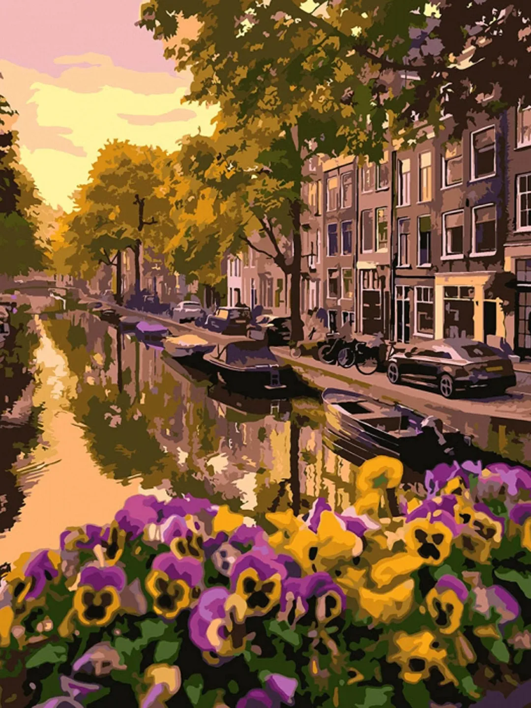 Amsterdam Paint by number kit Adult, Landscape Painting by numbers Framed On Canvas《Housewarming gift》