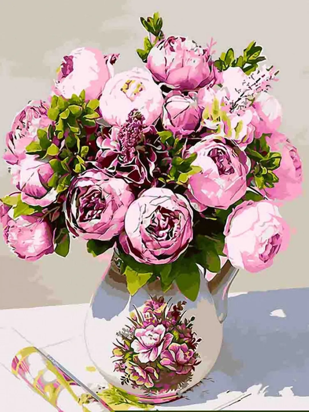 Peonies Paint by number kit Adult, Floral Painting Flowers Framed On Canvas《Gift for Mother》